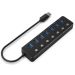 GEMBIRD UHB-U3P7P-01 - 7-port USB 3.1 Gen 1 hub sa prekidačima, crni