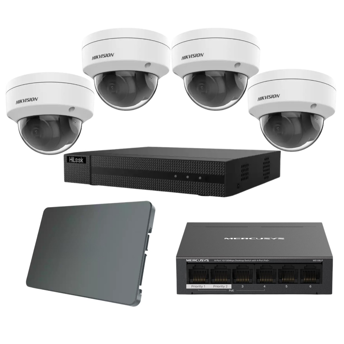HikVision komplet 4 IP antivandal dome kamere 2Mpix
