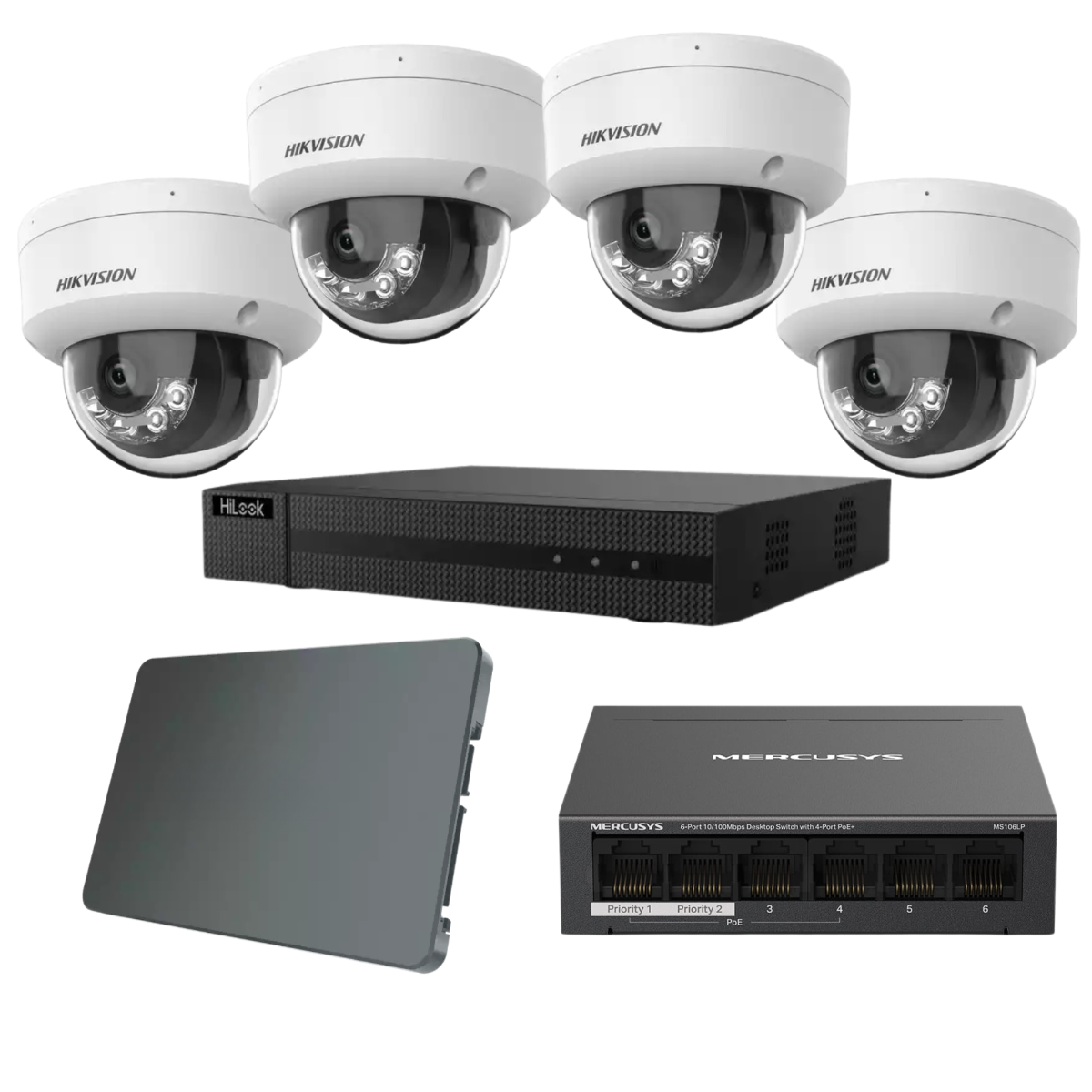 HikVision komplet 4 IP antivandal turret kamere 4Mpix