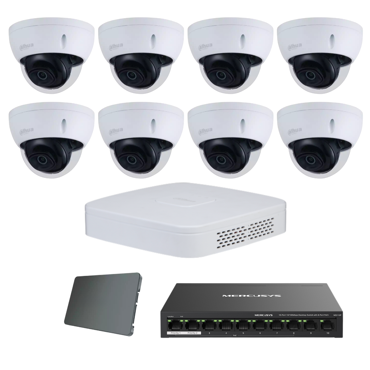 Dahua IP komplet 8 antivandal kamera 2Mpix