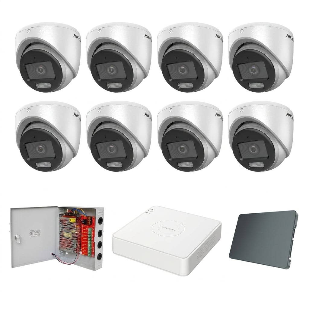 HikVision ColorVu komplet 8 dome kamera 5Mpix