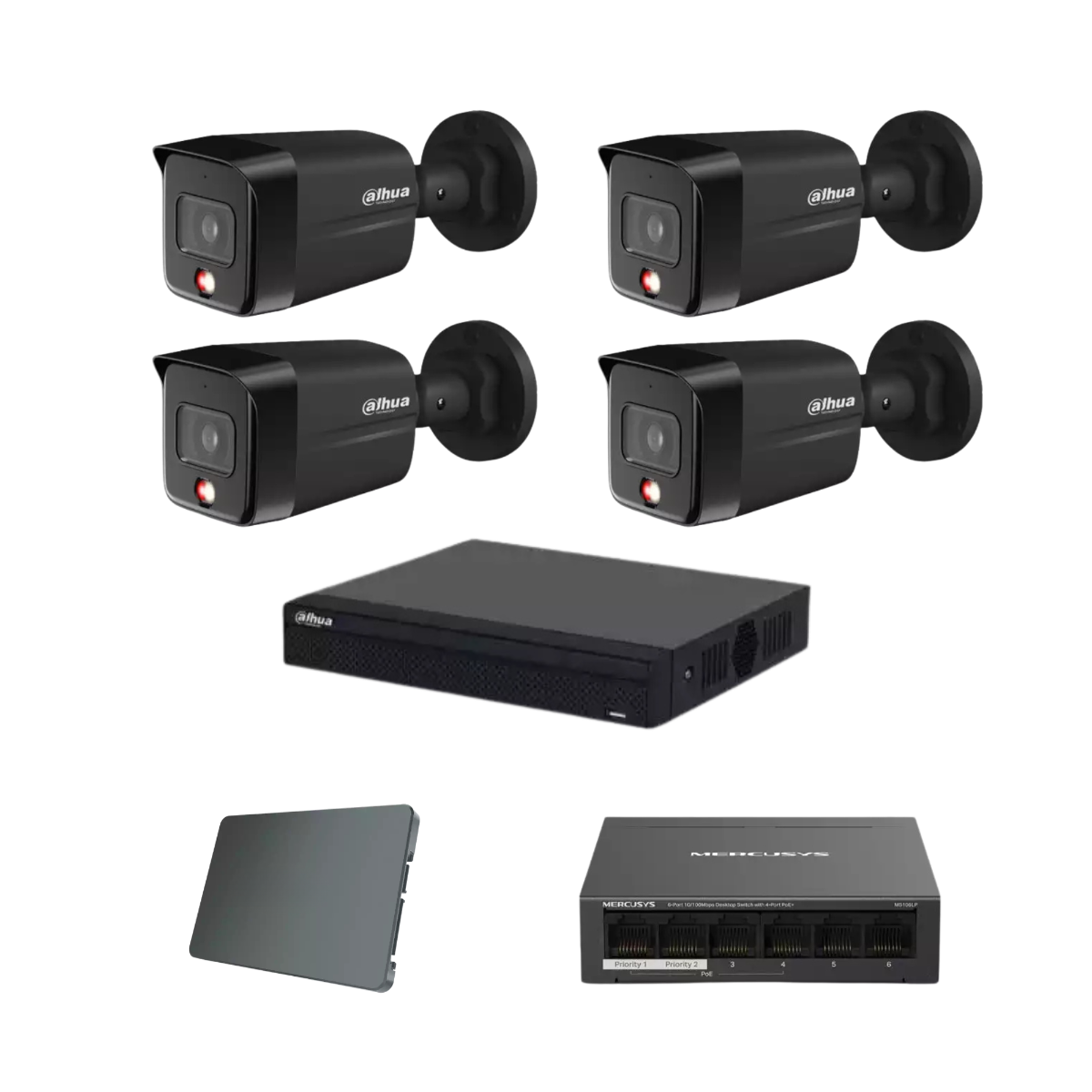 Dahua IP komplet 4 bullet kamere 6Mpix (crna)